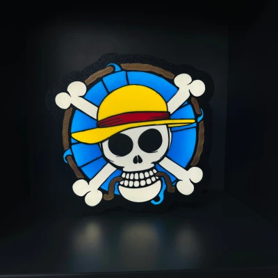 Đèn LED In 3D Logo Cờ Luffy One Piece