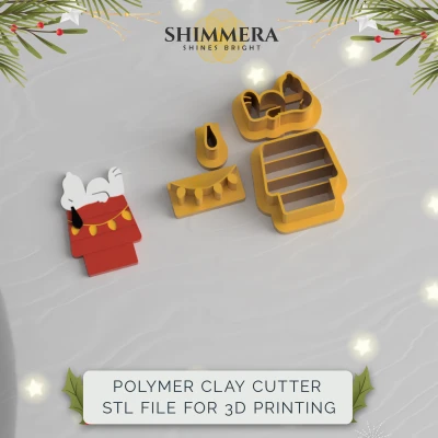 Khuôn Cắt Đất Sét Làm Bông Tai Snoopy Giáng Sinh