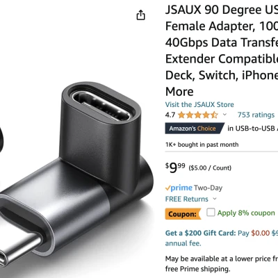 Adapter Mikado VBar Control EVO USB-C Góc Lượn 90 Độ