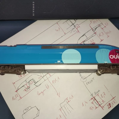 Đế Thay Thế Cho Toa Xe TGV Mehano (Dễ In FDM) Tỉ Lệ HO 1:87