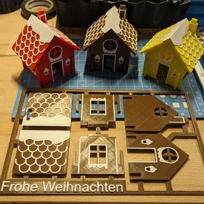 Mô Hình Nhà Bánh Gừng Giáng Sinh Kit Card Có Nến LED