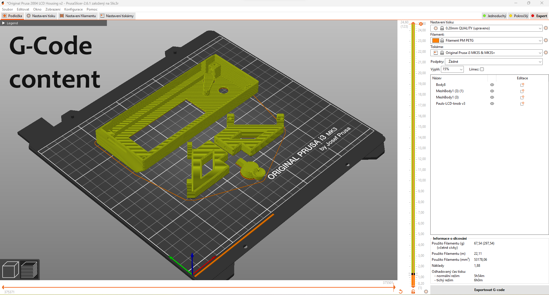 Nắp LCD SILENT Prusa có mũi tên