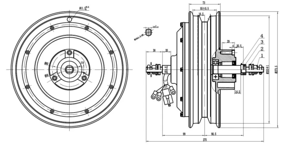 QSMotor 205 - Động cơ BLDC 500-4000W Vành 10" CAD