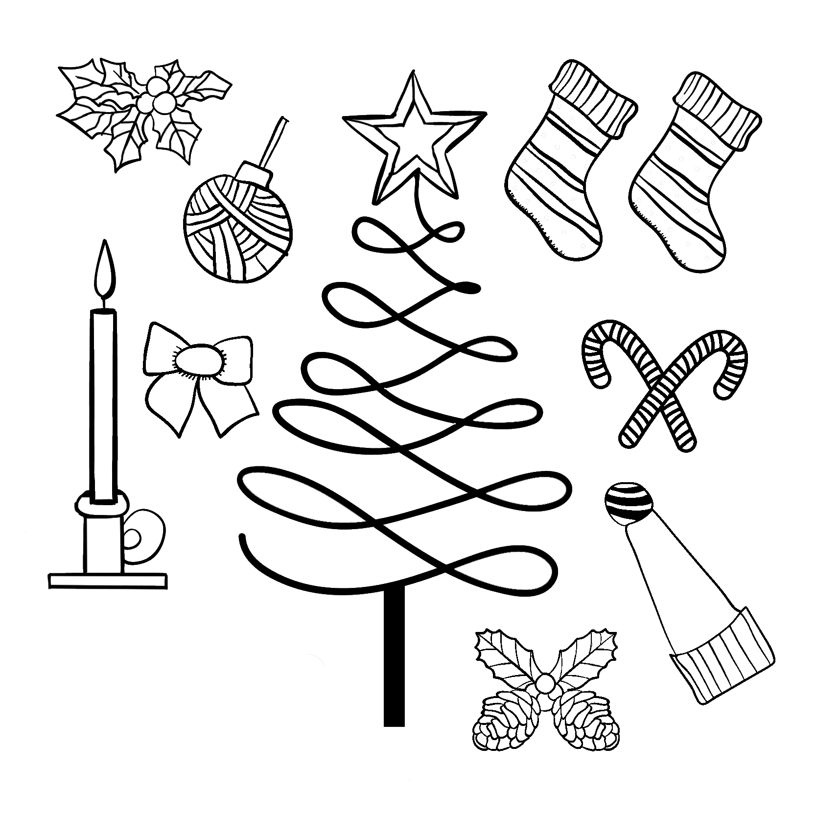 Bộ Yếu Tố Giáng Sinh Vẽ Tay