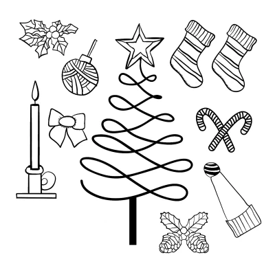 Bộ Yếu Tố Giáng Sinh Vẽ Tay