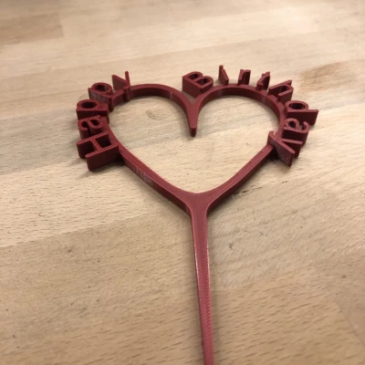 Chữ "Happy Birthday" Hình Trái Tim Cắm Bánh Kem