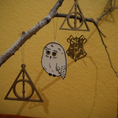 Móc Treo Giáng Sinh Harry Potter (Hedwig, Khắc Chết, Hogwarts)