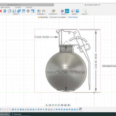Mô Hình Thân Lựu Đạn Giả M67