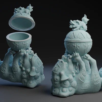 Bình Mực Sư Tử Trung Hoa