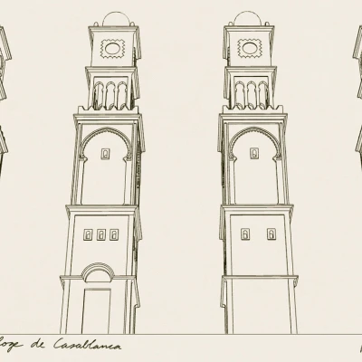 Mô Hình 3D Tháp Đồng Hồ Casablanca / La Tour de l'Horloge de Casablanca