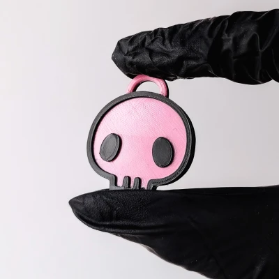 Móc Khóa Kuromi Skull Logo Hello Kitty Hồng, Dễ Thay Filament