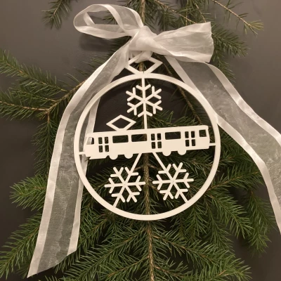 Trang trí xe điện (tram) cây thông Noel