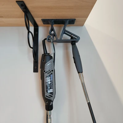 Kệ Dremel & đầu kẹp dưới gầm kệ (có bản mẫu parametric)