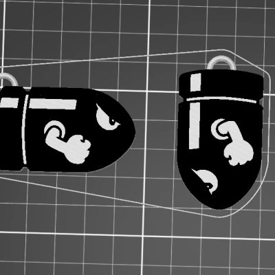 Móc khóa bom kiểu hoạt hình cũ dễ in