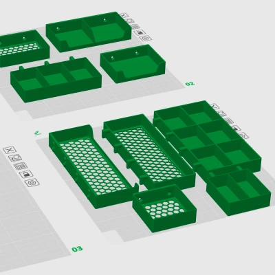Khay Lowpoly Ikea Skadis có móc hoặc T-Nuts, đáy đặc hoặc lục giác
