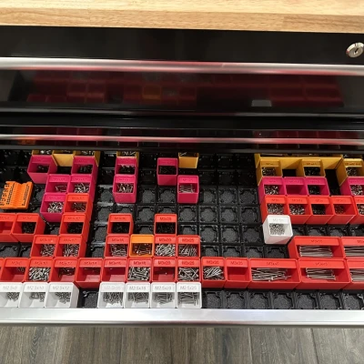 Gridfinity - Khay Đựng Ốc Vít Metric Có Nhãn (M2.5, M3, M4, M5)