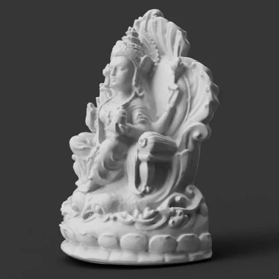 Tượng Nữ Thần Lakshmi Trên Ngai Hoa Sen