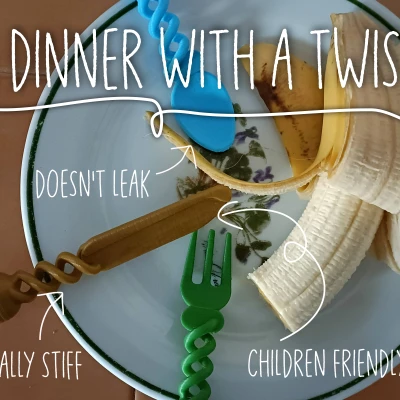 Bộ Muỗng Nĩa Họa Tiết Xoắn Ốc Ngón Tay