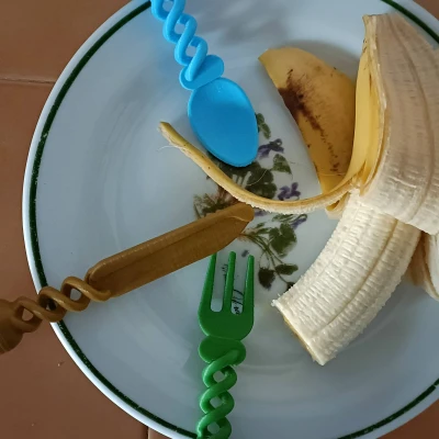 Bộ Muỗng Nĩa Họa Tiết Xoắn Ốc Ngón Tay