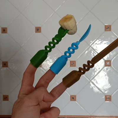 Bộ Muỗng Nĩa Họa Tiết Xoắn Ốc Ngón Tay