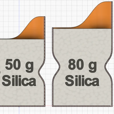 Cốc đo gel silica (làm khô sợi nhựa), dung tích 50g và 80g, cho túi organza