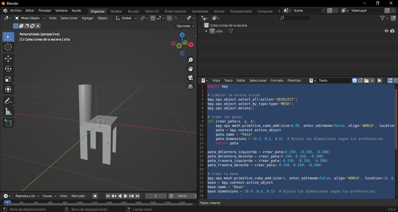 Ghế được tạo bằng ChatGPT và Blender