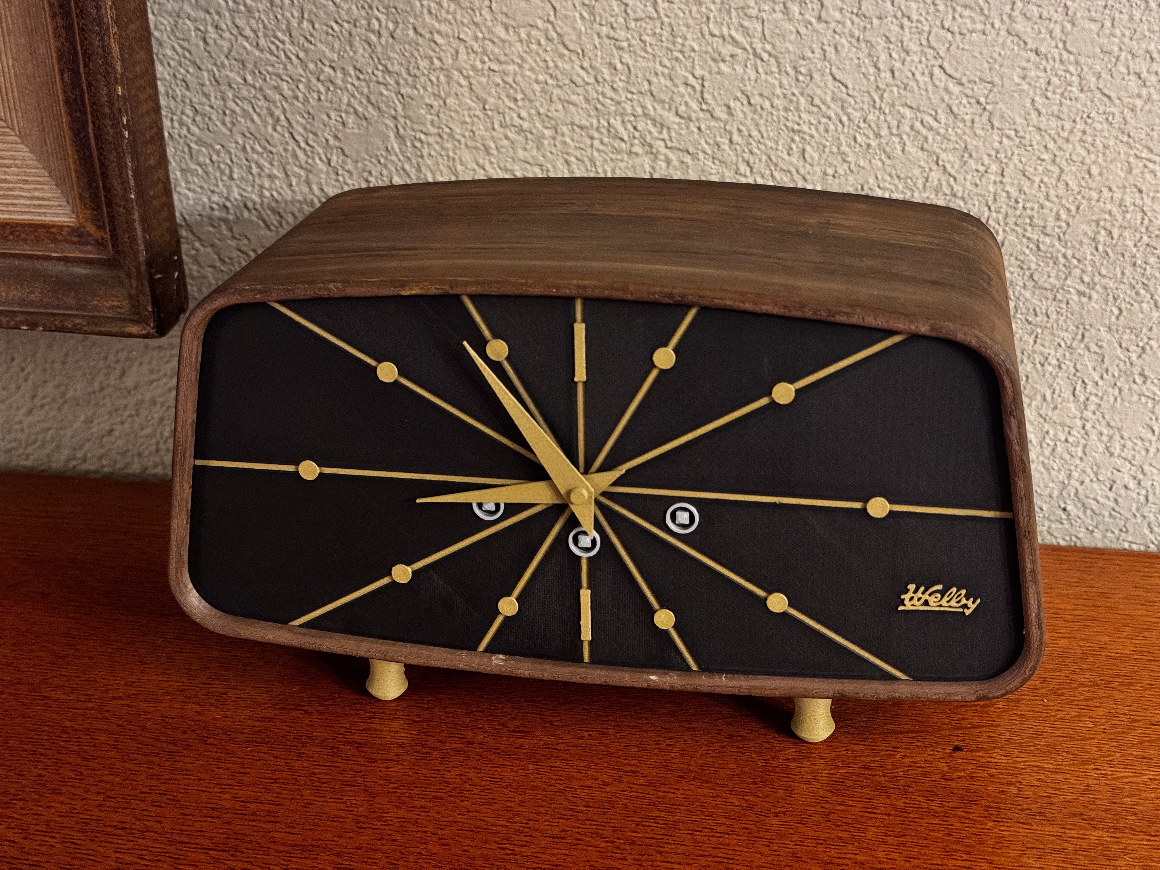 Đồng hồ Mantle bằng gỗ thực sự bằng gỗ giữa thế kỷ - dễ dàng lắp ráp