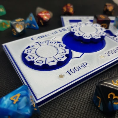 DnD - Bàn theo dõi HP & Phép thuật bằng Nam châm D6