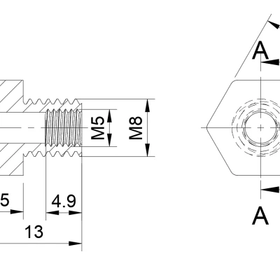 Adapter Nối Pneumatic Ren Ngoài M8, Ren Trong M5