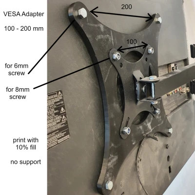 Màn hình màn hình bộ điều hợp Vesa TV 100 trên mẫu lỗ 200 mm