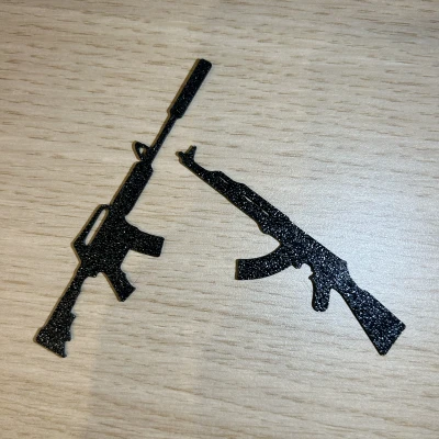 Trang Trí Móc Khóa Tường 2D CSGO M4A1 và AK47