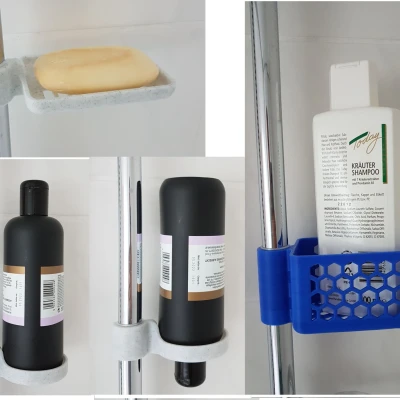 Món xà phòng, khay chai và giỏ cho que tắm