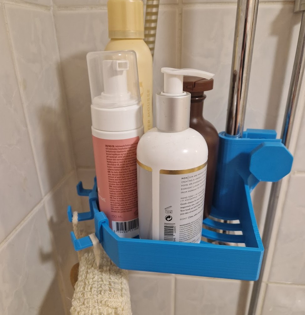 Kệ Phòng Tắm Lớn Có Móc Điều Chỉnh, Gắn 19-25mm, Không Cần Support