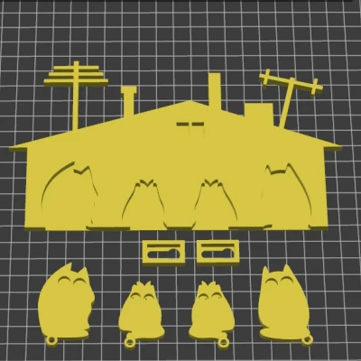 Móc Treo Chìa Khóa Hình Nhà Mèo Độc Đáo