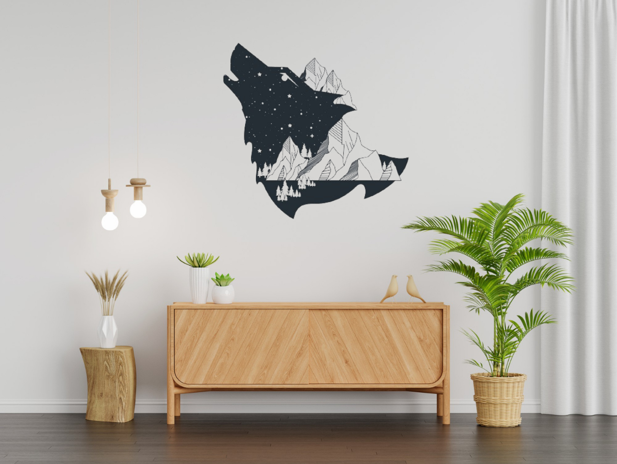 Mẫu Sói Trang Trí Tường 3D