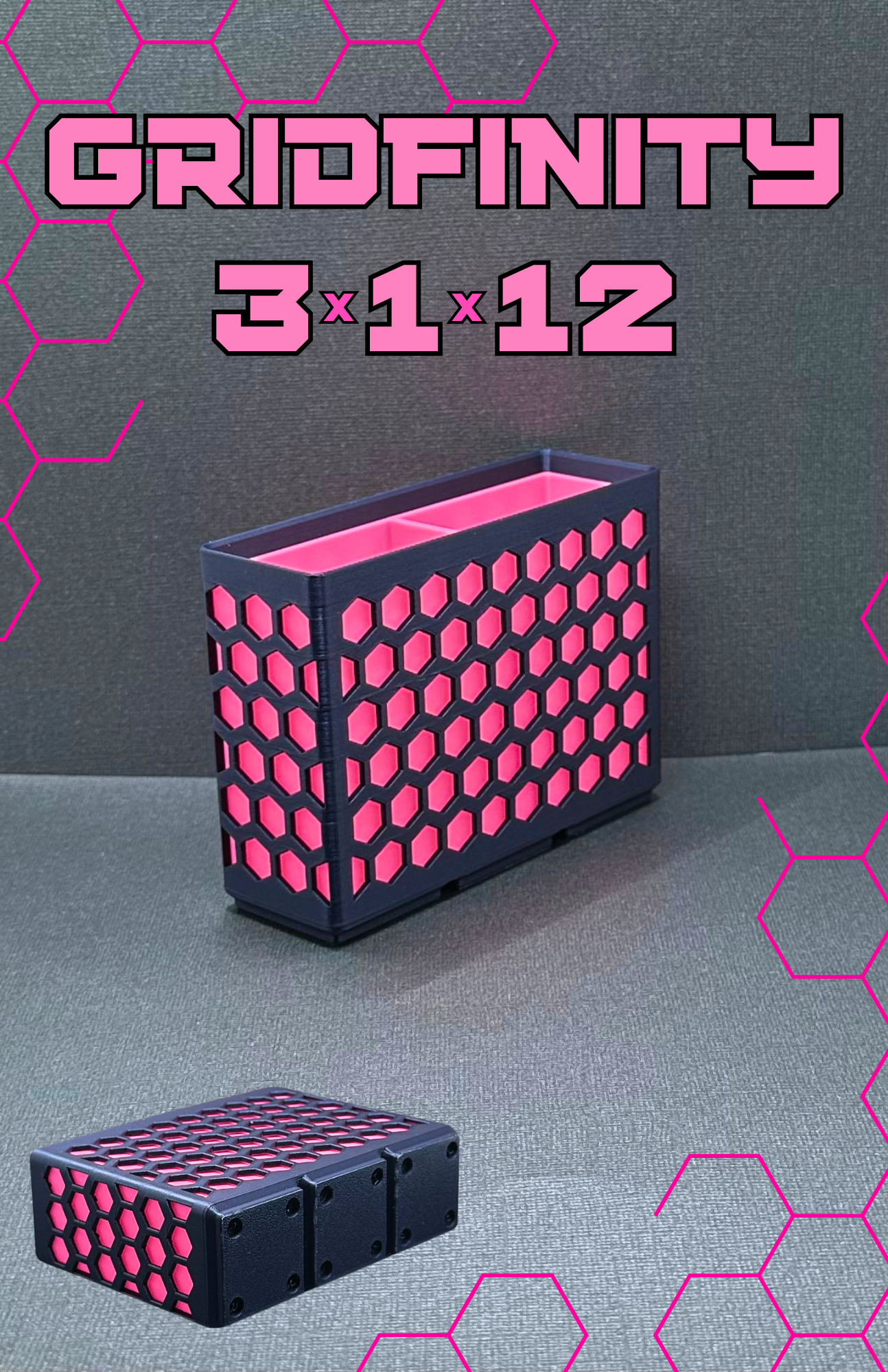 Hộp lục giác Gridfinity 1x3x12 xếp chồng