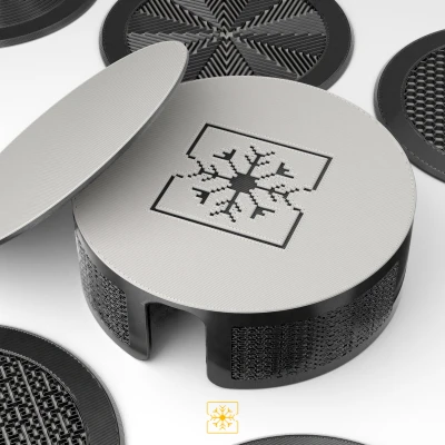 Freezing Pixels - Đế Lót Ly Họa Tiết Lưới - Bộ 12 Cái