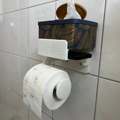 Giá đỡ giấy vệ sinh kèm khay đựng điện thoại và khăn ướt