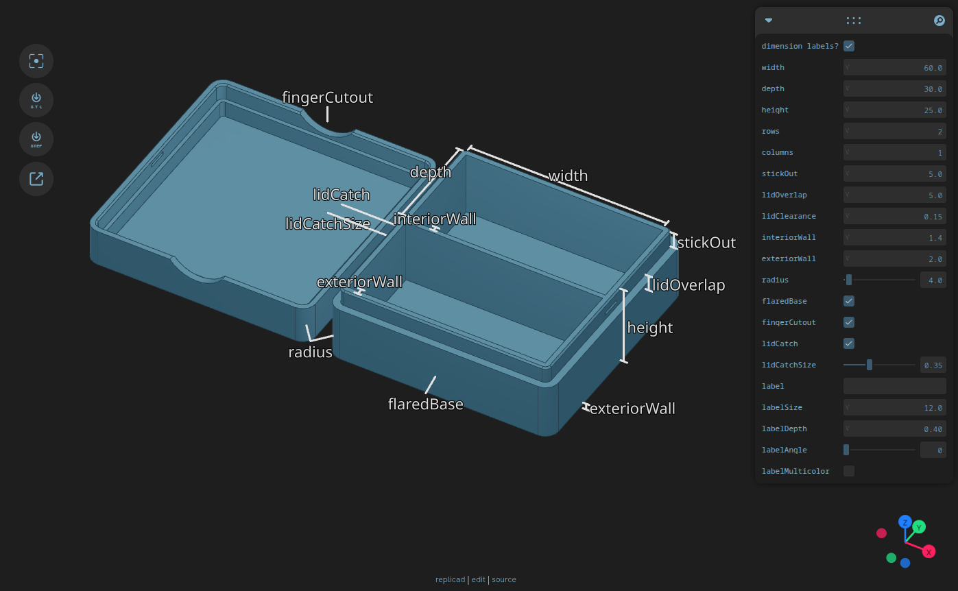 Hộp tham số với nắp
