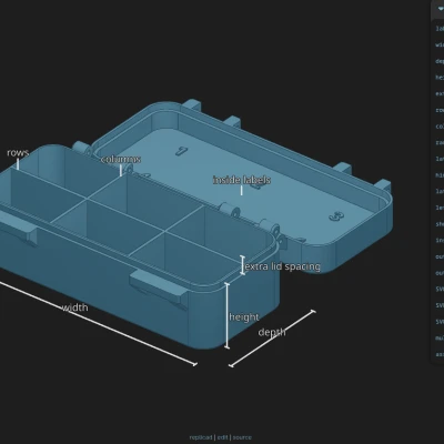 Hộp đựng đồ nhỏ có bản lề theo tham số