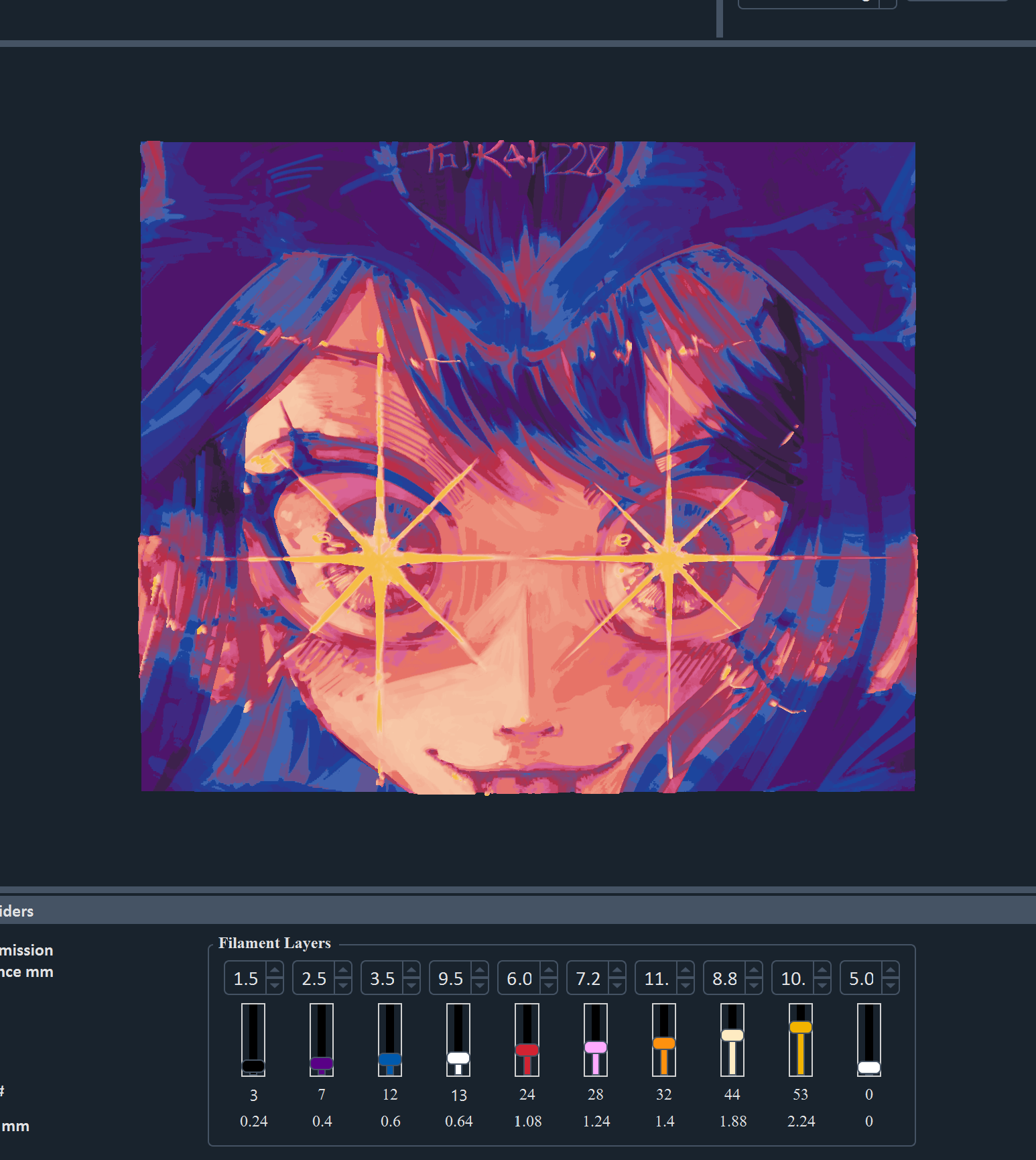 Tranh tường Oshi No Ko Mắt Sao Hueforge 9 Màu