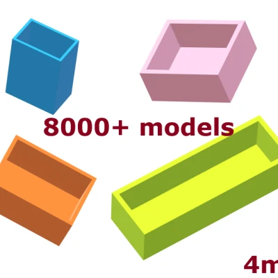 Hộp đơn giản - 8000 kích thước - 40x40x10mm đến 150x150x150mm - Thành dày 4mm