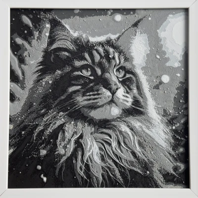 Tranh vẽ sợi PLA Mèo Maine Coon ngắm sao