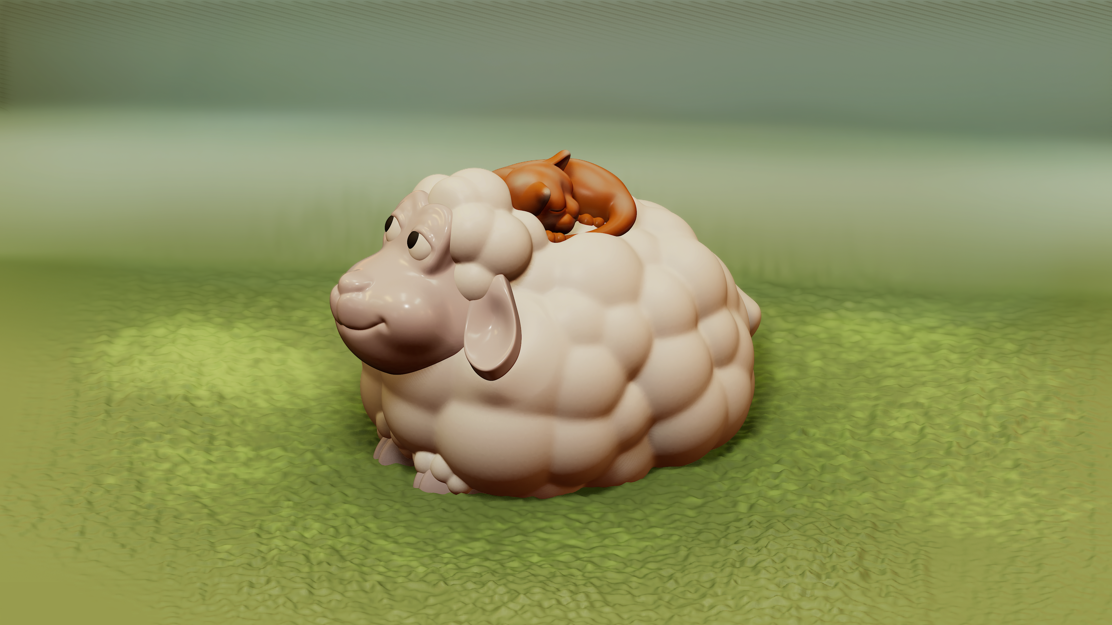 Một con cừu và một con mèo