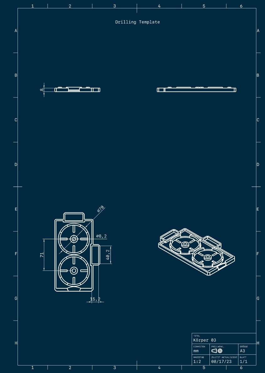 Khuôn khoan cho ổ cắm / hộp công tắc, 71mm (Bohrschablone)