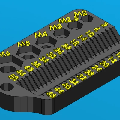 Móc Khóa Đo Bu Lông & Đai Ốc Mini, M2-6, tối đa 50mm