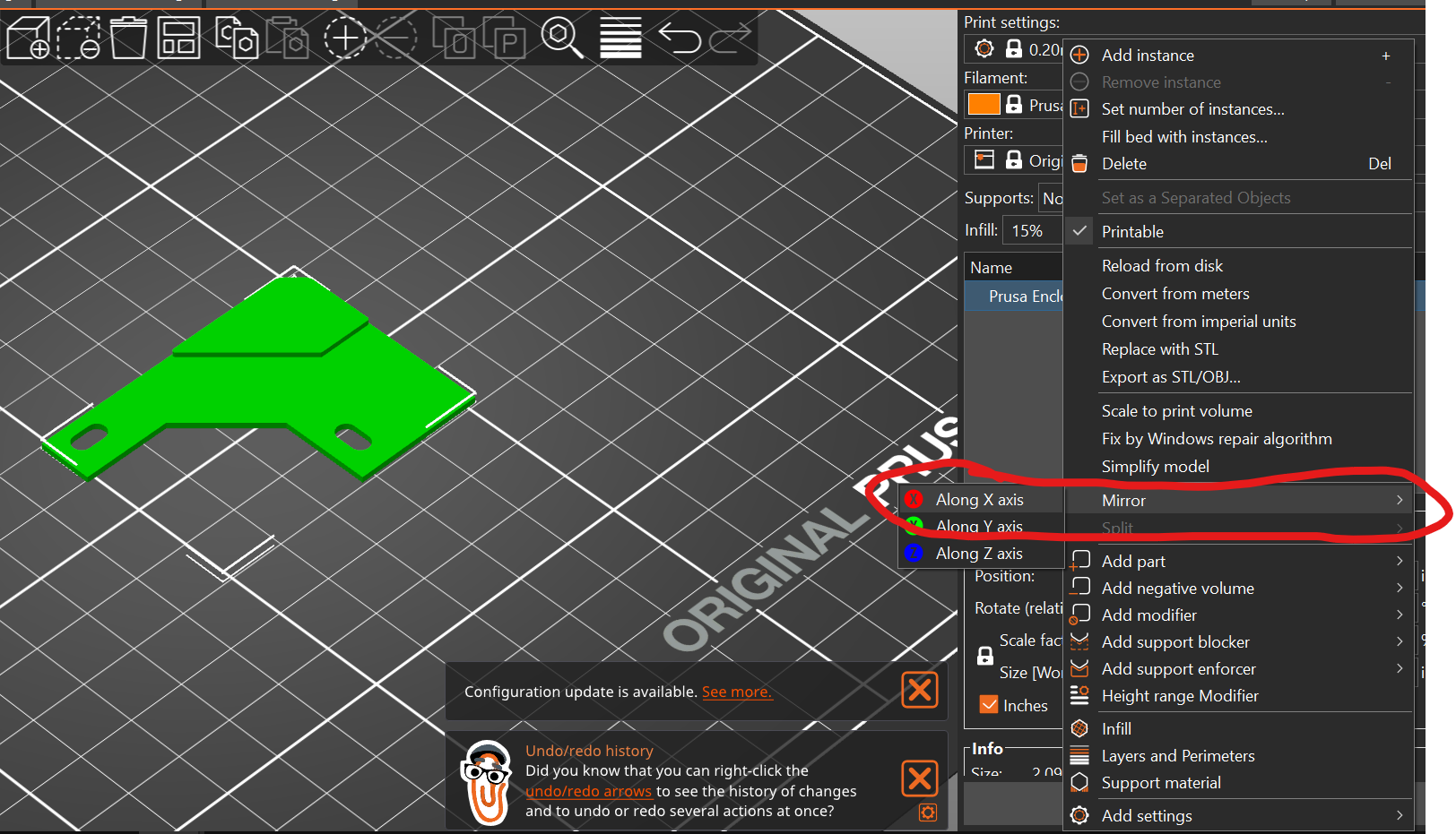 Tấm đáy "L" cắt cho Original Prusa enclosure