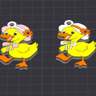 Móc khóa/bạc dây chuyền vịt Edwina multicolor dễ thương