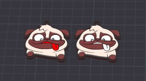 Móc khóa/mặt dây chuyền chú chó Pug Doug nhiều màu