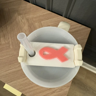 Tấm Tên Ly Stanley Hình Ruy Băng Nhận Thức Ung Thư